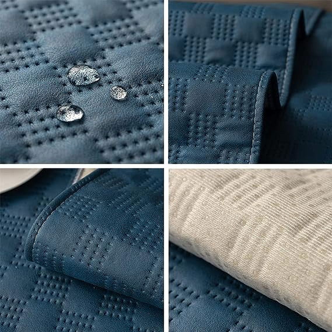 Namzi Luxury Water Resistant Quilted Sofa Cover Faux Suede Plaid Sectional Couch Cover Anti-Slip Sofa Slipcover for Dogs, Children, Pets Furniture Protector (Dark Blue,36"x70")