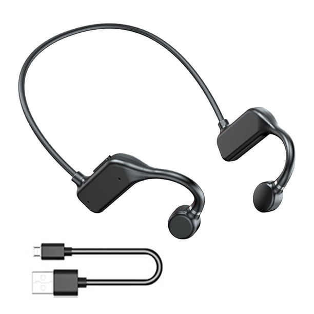 Bearachild 5.2 Auricular Carga USB Banda para el cuello a prueba de agua Auriculares Auriculares para correr portátiles Cables de audio/vídeo Negro