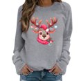 thumbnail image 1 of Chandail Imprimé Cerf Automne Hiver pour Femmes Manches Longues Col Rond Sans Capuche Mode de Noël, 1 of 4
