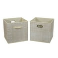 thumbnail image 6 of Household Essentials Fabric Storage Bins 2 Piece Set, Strong Poly-Woven Fabric, Sturdy Chipboard Sides, Grommet Front Handle, Stackable and Foldable, Classic Design,  Tan Mix, 6 of 9