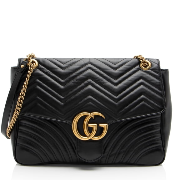 Pre-Owned Gucci Matelasse Leather GG Marmont XL Flap Bag