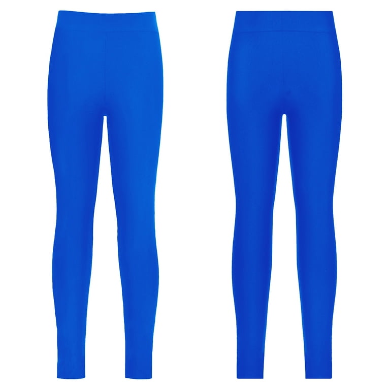 iiniim Girls Solid Color Athletic Leggings Yoga Workout Pants Kids Dance  Performance Royal Blue 10