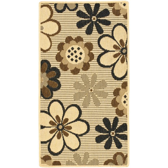 SAFAVIEH Outdoor CY4035D Courtyard Natural Brown / Black Rug