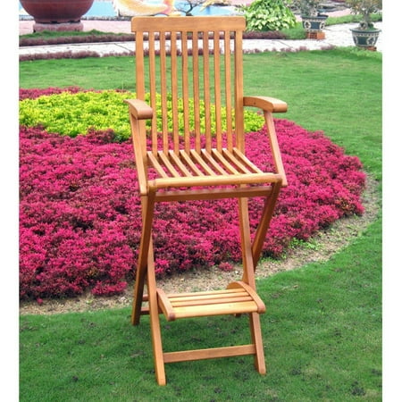 International Caravan Royal Tahiti Balau Outdoor Folding Arm Bar Stools - Set of 2