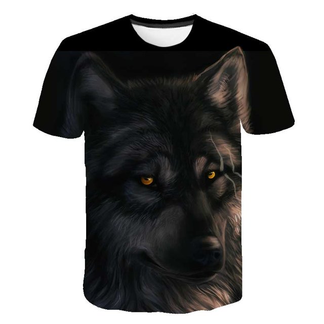 Animal Lobo camiseta para niños estampado niños Harajuku 3D camiseta verano niños manga corta niñas camiseta dibujos animados bebé T-Shirts6M Gao Jinjia LED