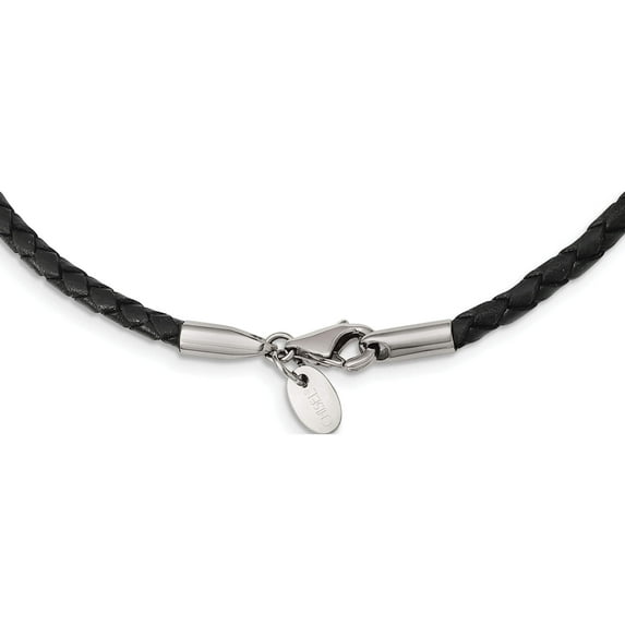 Stainless Steel 3mm Genuine Leather Weave 20In Necklace (20 X 3) Made In China srn197-20