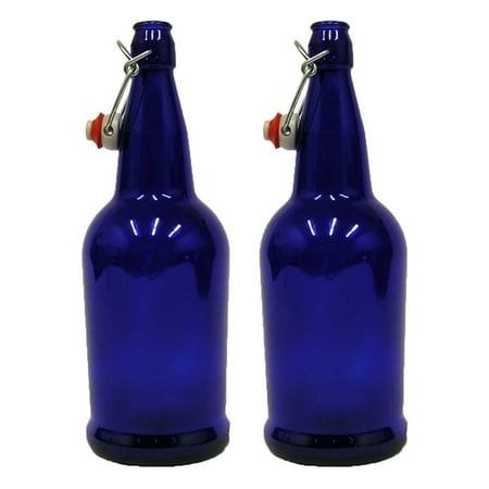 2 X 32 oz. Cobalt Blue EZ Cap Kombucha Bottle