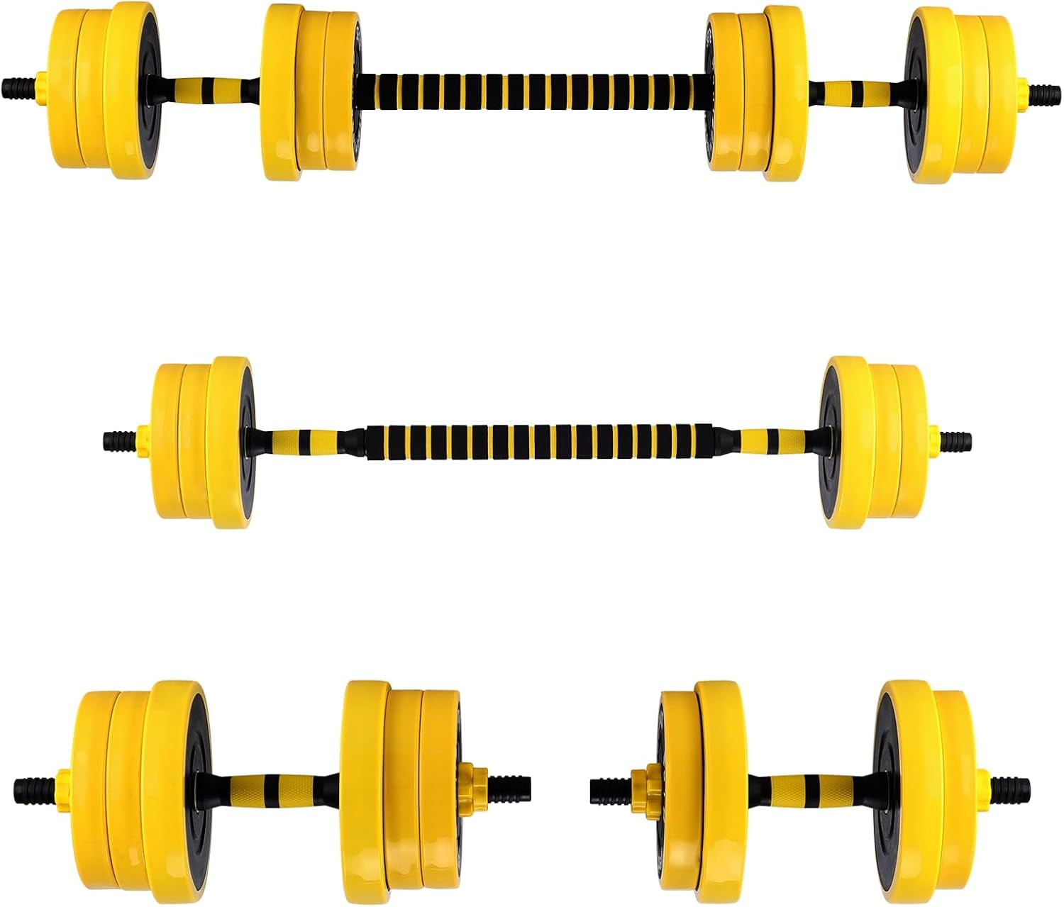Luku 2-In-1 Adjustable Dumbbell Set, Dumbbell Weights Used As Dumbbell and Barbell Set, 44 Lb-Yellow