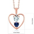 thumbnail image 2 of 18K Rose Gold Plated Silver Sky Blue Aquamarine Blue Created Sapphire and Created Sapphire Pendant Necklace for Women (0.92 Cttw, Gemstone Birthstone, Heart 5MM and 4MM, with 18 inch Silver Chain), 2 of 3