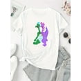 thumbnail image 3 of Women's Casual Dinosaur Graphic T-Shirt - Comfy Summer Short Sleeve, White Crew Neck with Double-Headed Dinosaur Print, Lightweight Polyester Blend, Perfect for Casual Attire, Dinosaur Clothes, 3 of 8