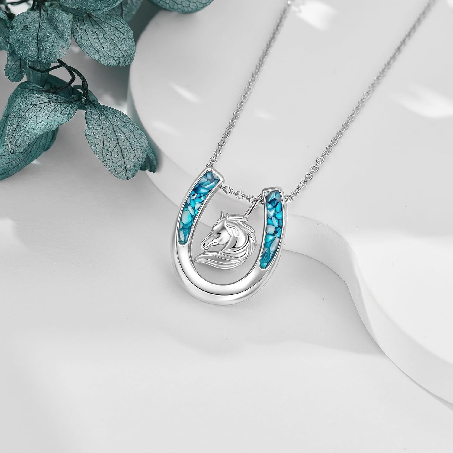 Horse Necklace 925 Sterling Silver Horseshoe Necklace for Women Western Equestrian Jewelry