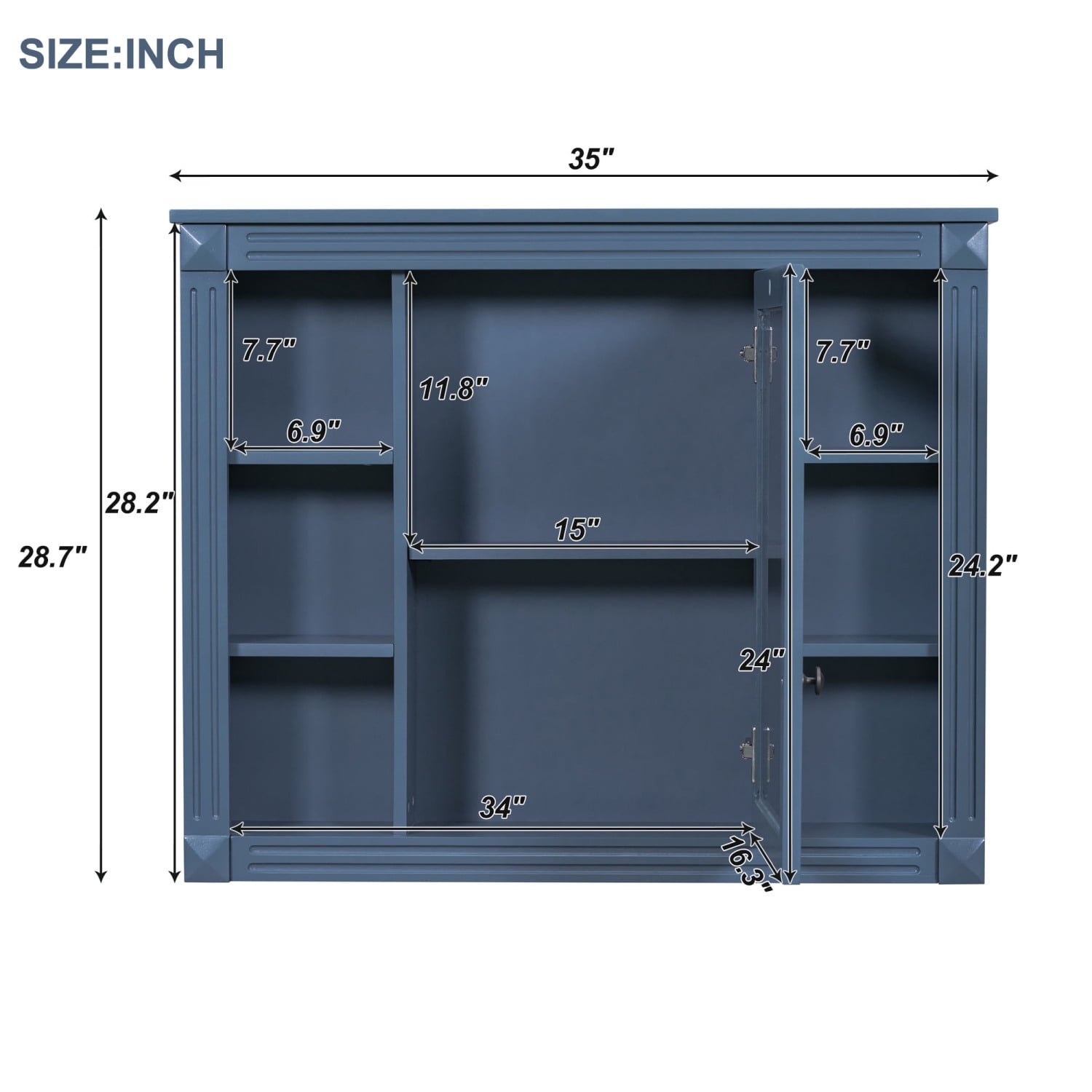 Harper & Bright Designs 36'' Bathroom Vanity Cabinet with Sink Combo Set and Mirror Cabinet, Modern Bathroom Storage Cabinet with 2 Soft Closing Doors and 2 Drawers, Blue
