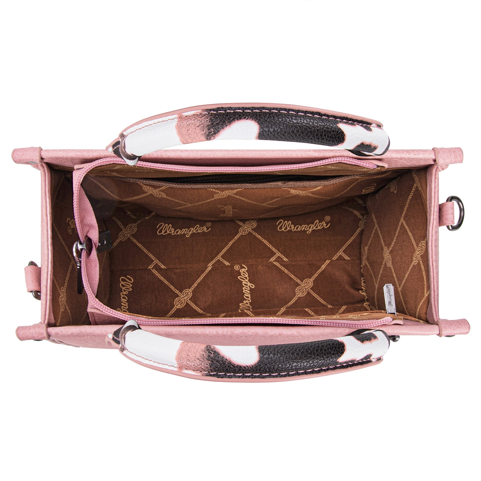 Wrangler Medium Tote Bag for Women Designer Satchel Handbags Top-handle Purses with Strap, Bottom Cow-Hot Pink