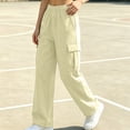 thumbnail image 5 of BRELIL Women's Cargo Pants Elastic Waist with Pockets Casual Loose Long Trousers Streetwear Activewear Party Outfits, Beige M, 5 of 8