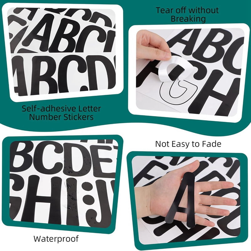 48 Sheets Large Letter Stickers 4 Inch Alphabet Number Letter Stickers Vinyl Self Adhesive Stickers Letters