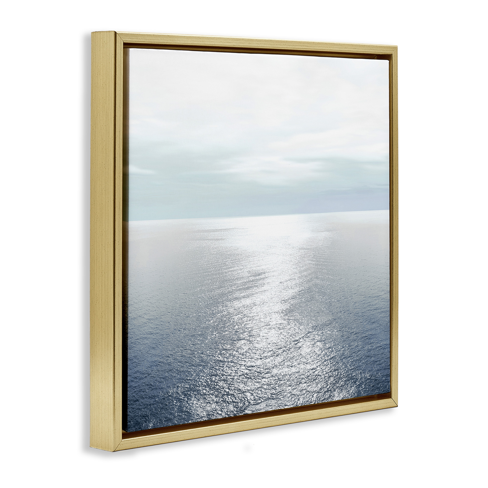 Stupell Industries Ocean Ripples Scenery Landscape Photography Gold Floater Framed Canvas Art Print Wall Art, 25 x 25