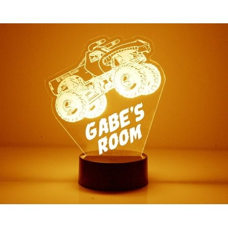 

Monster Truck Light Up Personalized Gift 16 Color Kid s Room LED Night Light Lamp FREE Engraving Remote Control Monster Truck Fan Gift