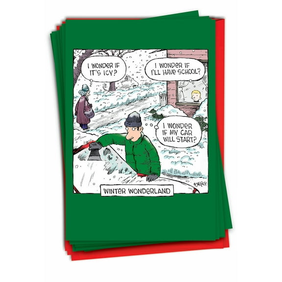 Pack of 12 Merry Christmas Cards Funny (1 Design, 12 Cards) - Winter Wonderland C9486XSG-B12x1