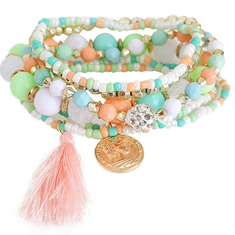 1pc Women Triangle Enamel Tile Beads Stretch Elastic Bracelet For Daily  Life Ladies Jewelry Decor