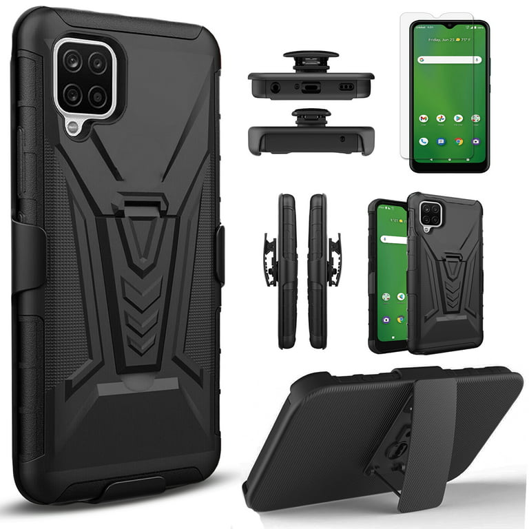 SPY CASE for Samsung Galaxy A14 5G Case with Tempered Glass Screen Protector  Hybrid Cover with Kickstand Phone Belt Clip Holster - Black 