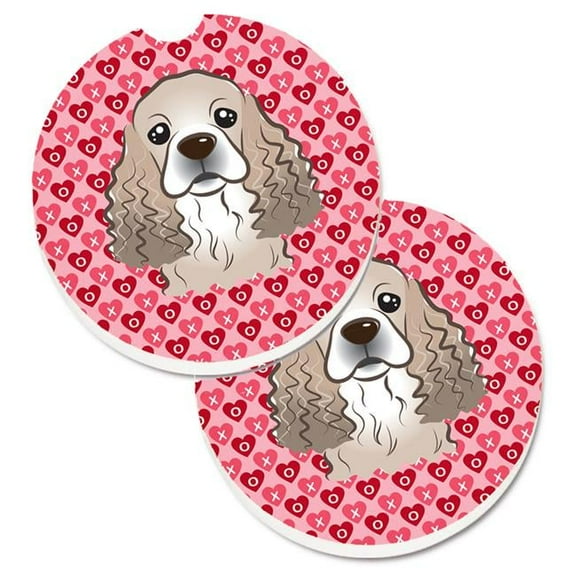 Cocker Spaniel Hearts Cup Holder Car Coasters - Set of 2