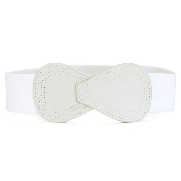 Cinturón Elástico Hebilla Con Enclavamiento En 8 Formas Sintético Para Mujer Blanco Fit Waist Girth:25/63.5cm-37/94cm
