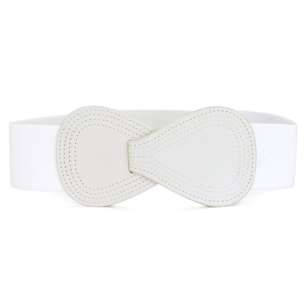 Cinturón Elástico Hebilla Con Enclavamiento En 8 Formas Sintético Para Mujer Blanco Fit Waist Girth:25/63.5cm-37/94cm