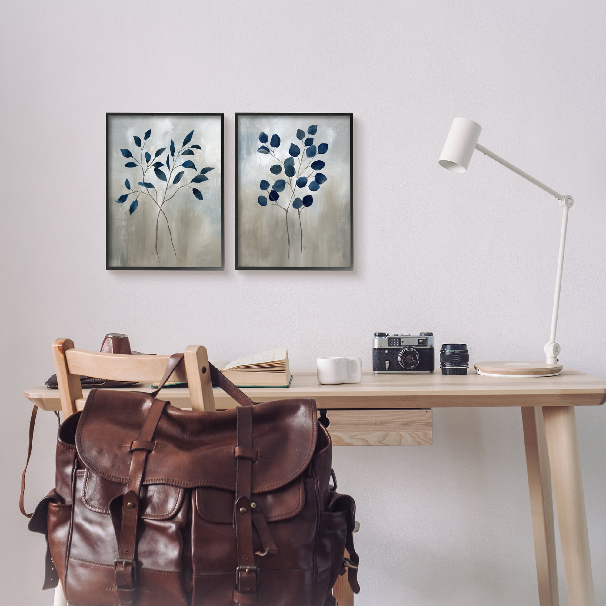 Stupell Industries Grey Botanical Sprigs Botanical & Floral Painting Black Framed Art Print Wall Art, 11 x 14, Set of 2