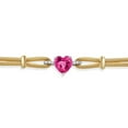 thumbnail image 2 of Gem Stone King 18K Two Tone Sterling Silver Pink Created Sapphire and White Lab Grown Diamond Bracelet for Women (1.84 Cttw, Heart Shape 8MM, 6.5/7/7.5 inches, Made in Italy), 2 of 3