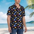 thumbnail image 3 of Honeii Whales In Space Print Men’s Hawaiian Shirt,Classic Button-Down Short Sleeve Shirt, for Beach, Vacation, and Outdoor Activities,3X-Large, 3 of 7