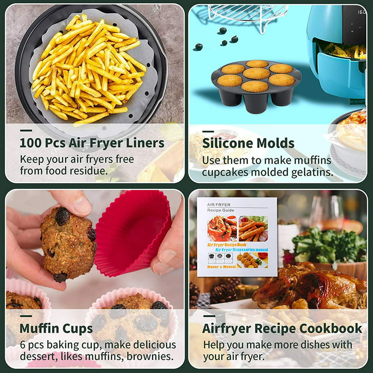 Silicone Air Fryer Liners & Muffin Top Pan Fit for 5 to 8 Qt