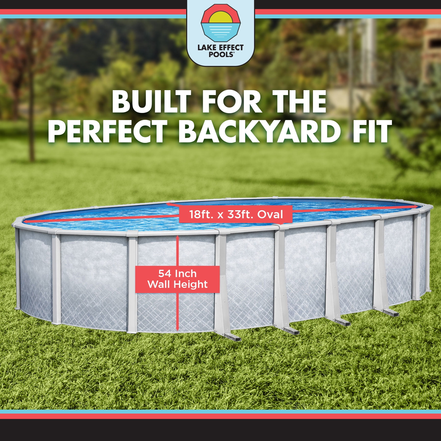 Lake Effect Pools Lifestyle 18' x 33' Oval x 54" Resin Protected Steel Above Ground Swimming Pool