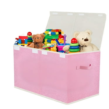 Homyfort Large Toy Box for Girls,Toy Chest for Kids -Collapsible Toy Storage Organizer with Lid Toy Bin Storage Organizer for Nursery, Playroom, Bedroom , Closet, Living Room, Kindergarten (Pink)