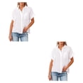 thumbnail image 2 of Sonducket Blusa de manga corta para mujer, camisa básica diaria con botones, para viajes, vacaciones en la playa, moda para mujer, ropa de Type4 NO4, 2 of 6