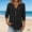 Black, variant on 3/4 Sleeve Shirt Womens Plain T-Shirt Top Button Relaxed V-neck T Shirt Dark Blue Size 3XL