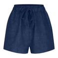 thumbnail image 5 of DHFJKG High Waisted Jean Shorts For Women Elastic Drawstring Loose Fit With Pockets Comfortable Solid Color Summer Denim Shorts Stylish Bottoms, 5 of 5