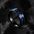thumbnail image 3 of King Will GALAXY Mens 8mm Black Tungsten Carbide Wedding Ring with Blue Foils Inlay Beveled Edge Foils Tungsten Wedding Band Comfort Fit Size 9, 3 of 8