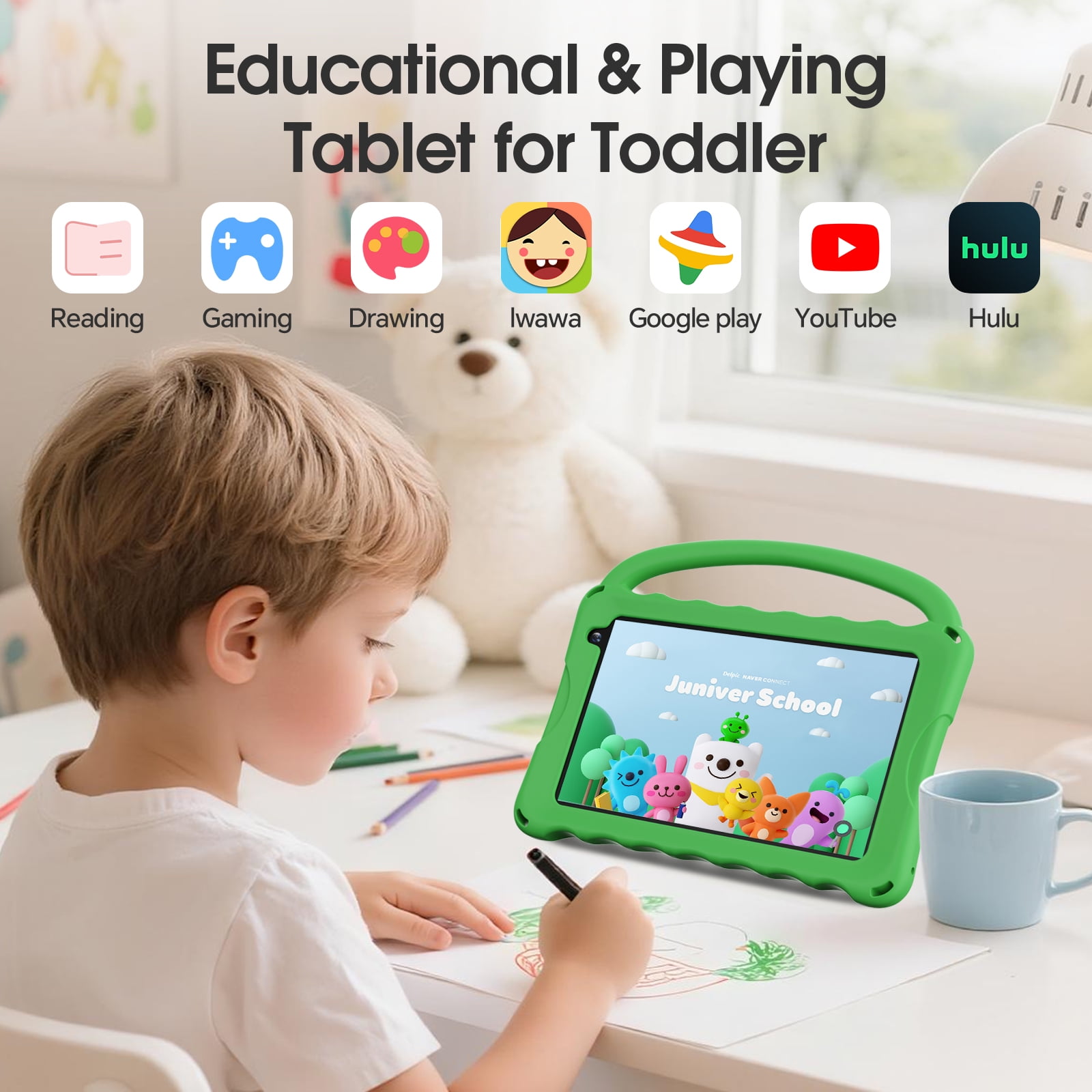 Digiland 7 inch Kids Tablet, 4GB Ram 32GB Rom Android Kids Tablet with Parental Control, Eye Protection Screen for Kids 4-12, Portable Handheld Children Tablet (Green)