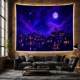 thumbnail image 6 of Moon Stars Nocturnal with Village Bathed Shades Indigo, Spooky Gothic for Gothic Decor Fans, Dark Art Decor, Halloween Gift, Tapestry Wall Hanging for Bedroom and Dorm, 6 of 7