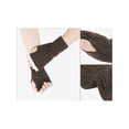 thumbnail image 3 of INSPIRE CHIC Women's Elastic Knit Gloves Female Lacework Wrist Arm Warmer Thumb Hole Half Finger Cute Sleeves for Christmas Cool Windproof Coffee, 3 of 6