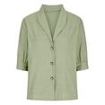 thumbnail image 4 of Endives Women's Shirt Solid Color Casual Loose Fashion Cotton Linen Long Sleeve Collar Button Shirt Spring Outfit, 4 of 6