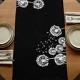 thumbnail image 5 of Table Runners 70 Inches Long Dress Scarves, White Dandelion Farmhouse Coffee/Dining/Kitchen Table Decor, Holiday Table Runner, Spring Flowers Botanical Vintage Black 13x70 Inch, 5 of 9