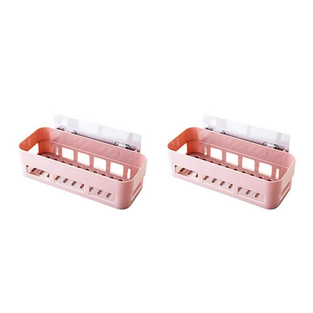 Ounissouiy Estante de almacenamiento de cocina de plástico, organizador de almacenamiento de pared autoadhesivo, soporte para artículos diversos rosa 2piezas