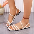 thumbnail image 4 of FRSASU Women’s Low Heels Flat Sandals Slip On Open Toe Slingback Summer Casual Outdoor Beach Daily Wear Shoes Beige, 4 of 6