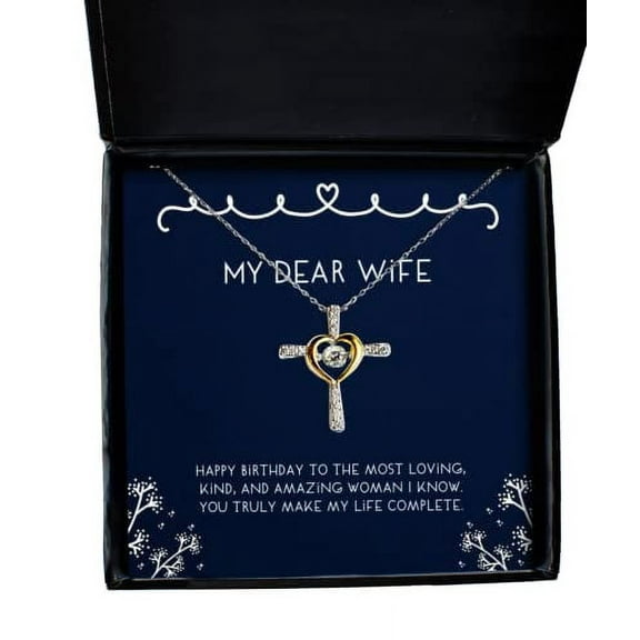 Unique Wife Gifts, Happy Birthday to The Most Loving, Kind, and Amazing Woman I Know, Wife Cross Dancing Necklace from Husband, Birthday Present Ideas, What to get for a Birthday, Gift Ideas for