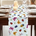thumbnail image 3 of Table Runners 70 Inches Long Dress Scarves, Cute Butterfly Dragonfly Farmhouse Coffee/Dining/Kitchen Table Decor, Holiday Table Runner, Farmhouse Botanical Floral Blue 13x70 Inch, 3 of 9