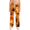 thumbnail image 4 of JULMCOMO Halloween Pajama Pants for Women Pumpkin Blood Ghost Print Drawstring Elastic Waist Trendy Pajamas Pants Fuuny Print Comfy Loose Pjs Saffron 3XL, 4 of 6