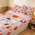 thumbnail image 2 of Erosebridal Kawaii Halloween Ghost Zipper Full Size Comforter Sets with Fitted Sheet and 2 Pillowcases, Cute Pumpkin Candy Bat Zipper Bedding Set for Girls, Pink Orange White, Pink Reversible, 2 of 7