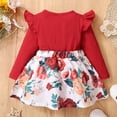 thumbnail image 4 of KIMI BEAR Newborn Girls Dress 3 Months Newborn Girls Fall Winter Dress 6 Months Newborn Girls Solid Color Patchwork Floral Ruffles Fake-Two-Pieces Long Sleeve Dress Red, 4 of 7