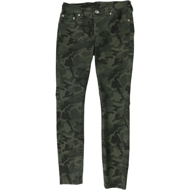 Jeans ajustados de camuflaje True Religion Mujer Verde 30 Ceñido